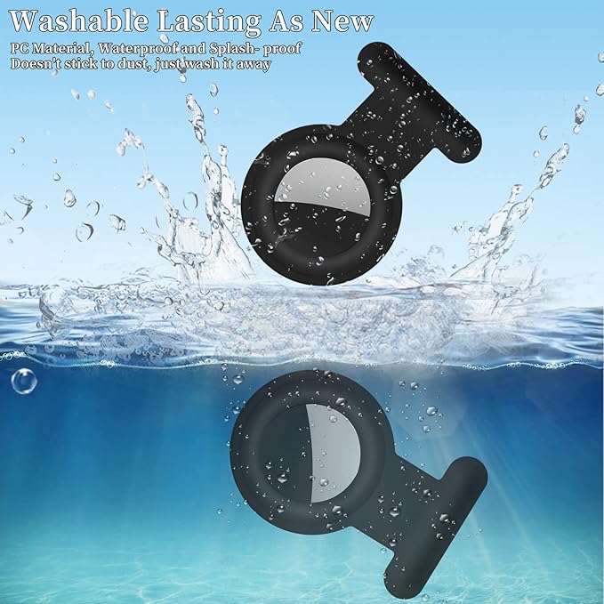 2 Pack Holder Case Compatible for Airtag Tracker, Silicone Hidden GPS Kid Airtag Holder with Invisible Pin, Anti Lost Apple Air Tag Case Cover for Toddlers, Elderly, Pet, Clothing(Black and Black)