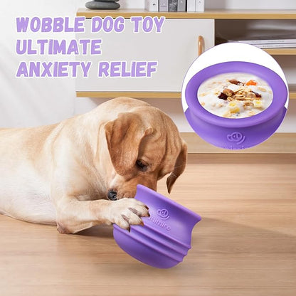 Treat Dispensing Dog Toy, Long-Lasting Interactive Puzzle Toys for Dogs, Stuffable Dog Enrichment Frozen Lick Treat Toy for Boredom, BPA Free Silicone Fetch Catch Chew Toy (Purple,S)