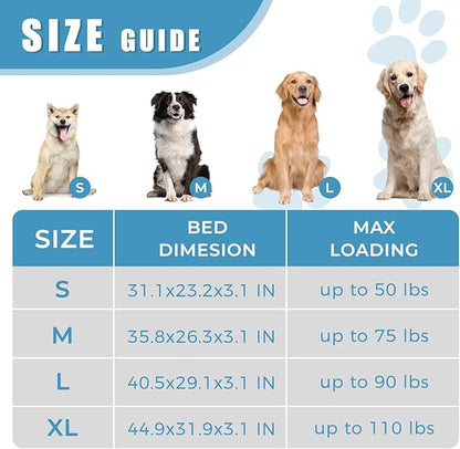 Orthopedic Outdoor Waterproof Dog Beds for Medium Dogs, Washable Pet Bed with Egg Crate Foam Pet Bed Mat for Crate and Removable Oxford Fabric Cover,36"x 26", Blue