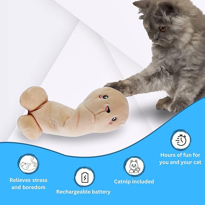 D&J Floppy Buddy Electric Interactive Moving cat Kicker Catnip Toy for Indoor Cats Pets Kittens Dogs