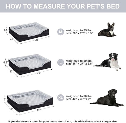 LEXTRO Orthopedic Dog Bed for Medium Dogs, Egg Crate Foam Bed for Medium Dogs, Equipped with Removable Waterproof Pillow Cover and Anti-Slip Bottom, Pet Bed