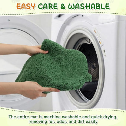 3 Pack Self Warming Pet Bed Leaf Shape Self Heating Cat Dog Mat Washable Thermal Sleeping Pad for Indoor Outdoor Hedgehog, Bunny, Sugar Glider, Rat, Chinchilla(Dark Green,Small-16 x20)