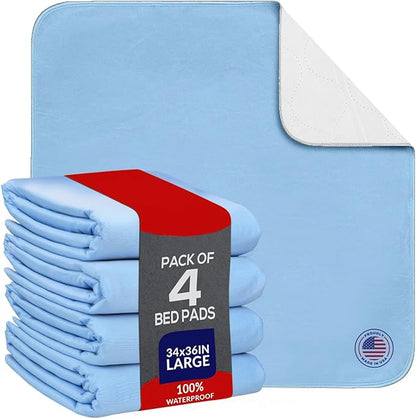 AbsorbEase® Washable Incontinence Bed Pads - Ultra-Absorbent, Waterproof Reusable Underpads for Adults, Seniors, Pets, Baby Changing Pad, Machine Washable, Latex-Free, Eco-Friendly, Made in USA