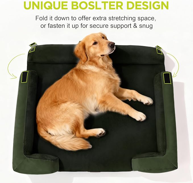 Orthopedic Dog Beds for Large Medium Dogs, Big Waterproof Memory Foam Pet Couch Bed with Removable Washable Cover, Tennis Ball Toy, 36x27