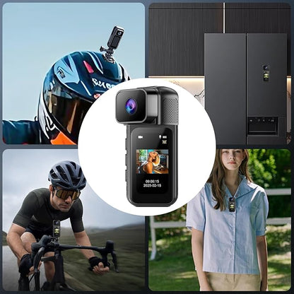 B-Qtech Mini Body Camera with Audio & Video Recording, Wearable Pocket Cam with Magnetic Lanyard, Portable Thumb-Size Action Camcorder for Outdoor Sport Bike Travel Pet Walking