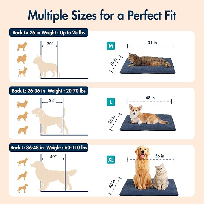 Vagascape Dog Heating Pad (48"x28") - Waterproof Electric Heated Mat & Pet Bed for Indoor and Outdoor Use, Chew Resistant Cord, Machine Washable Cover with Wheat Pattern Quilting, for Cats and Pets