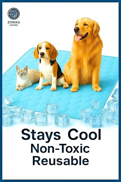Blue Cooling Mat & Sleeping Pad | Water Absorption | Safe Materials | Easy Carry & Clean | Ideal Cooling Pad for Dogs and Cats | Perfect for Camping, Crates, and Pet Beds | 23.6"L x 19.7"W x 0.8"Th