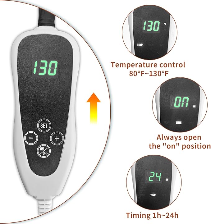 GOLOPET Dog Heating Pad 28x18in with Smart Thermostat Switch and Power Line Protection Tube,Obtained MET and UL Dual Certification,Waterproof Puppy Heating pad-Rose
