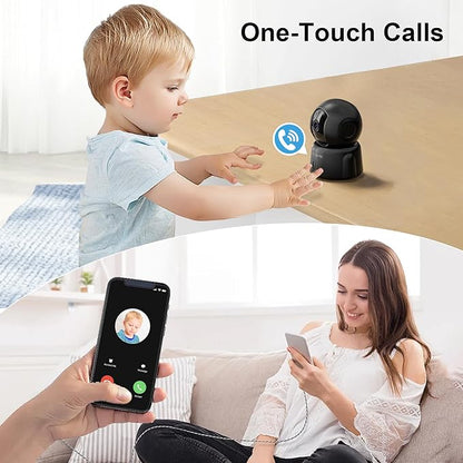 GOLSPARK 2K Indoor Security Camera for Baby Monitor, 2.4GHz WiFi 360 Pet Camera with Night Vision Motion Tracking Detection Two-Way Audio Sleep Mode SD Card Cloud Storage, Black