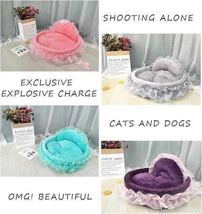 Creative Princess Lace Pet Bed Ruffled Nest for Dogs and Cats Soft Plush Comfortable Princess Sofa Pet Bed