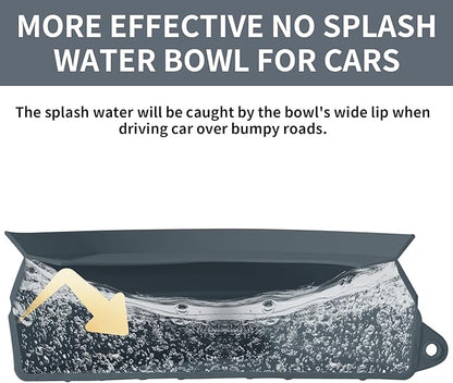 SLSON Spill Proof Dog Water Bowl for Cars,Collapsible No Splash Dog Travel Bowls Integrated Molding Portable Pet Bowl for Road Trip Truck,RV,SUV,Boat Accessories (Dark Grey)