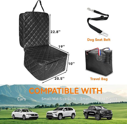 Car Seat Covers for Dogs–Waterproof PU Leather Car Front Seat Cover for Pets & Humans,Scratchproof Captain Seat Protector Fits Most Cars, Trucks, SUVs，Minivans(Black)
