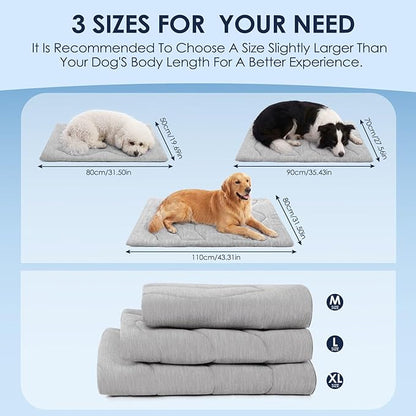 ASENKU Dog Cooling Mat, Portable & Durable Cooling Mat for Dogs, Summer Anti-Slip Breathable Cooling Bed for Large Dogs 60–100 lbs (Golden Retriever, Lab, German Shepherd), 43x32 inches, Grey Wave