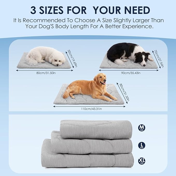 ASENKU Dog Cooling Mat, Portable & Durable Cooling Mat for Dogs, Summer Anti-Slip Breathable Cooling Bed for Medium-Large Dogs 35–60 lbs (Husky, Bulldog, Border Collie), 36x28 inches, Grey Wave