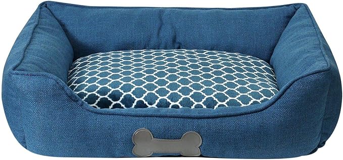 – Premium Dog or Cat Bed | Large Dog Bed Measures 30 x 23 x 7, Perfect for Pets up to 55 lbs. | 100% Polyester Pet Bed | Ocean Blue
