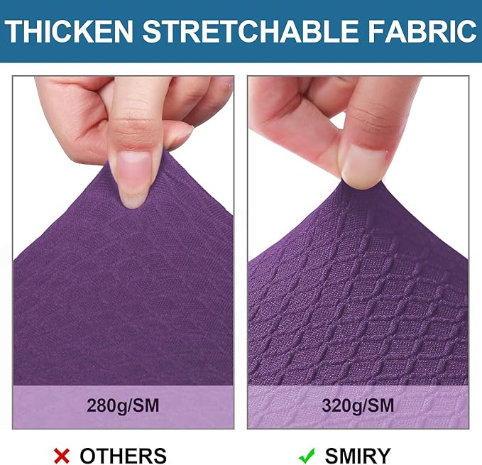 Smiry Waterproof Seat Covers for Dining Room Chairs Set of 2, Stretch Jacquard Removable Washable Chair Seat Slipcovers Protector, No Rear Covers, Purple