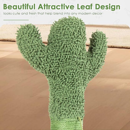 41.5" Cactus Cat Scratching Post, Heavy Duty Sisal Scratcher with Interactive Ball & Grooming Brush, Stable Anti-Tip Cat Tree for Indoor Cats & Large Cats