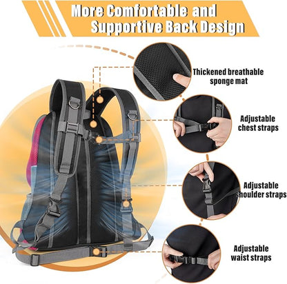 YUDODO 4-8lbs Dog Front Carrier Backpack, Adjustable Breathable Pet Carrier for Small Dogs, Ventilated Puppy Back Pack with Safety Belt, Lightweight Doggy Backpack for Hiking Outdoor (Rose, M)