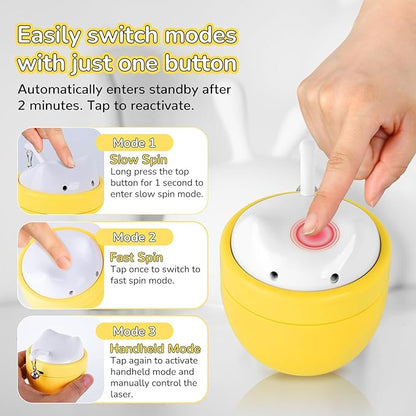 Automatic Laser Play Cat Toy with Dual Beams, Ultra-Quiet 35–38dB, Rotating Wobble Base & 3 Smart Modes – Hands-Free Interactive Toy for Indoor Cats