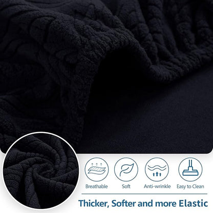 hyha Individual Couch Cushion Covers, Stretch Magic Sofa Seat Cushion Covers Washable, Dog Couch Sofa Slipcover for Pets, Kid with Elastic Bottom(Large, Black)