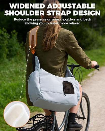 Pet Sling Carrier for Small Dogs Up to 7 lb, Stylish Versatile Soft Dog Sling Carrier with Widened Padded Adjustable Shoulder, Safety Buckle and Breathable Anti-Scratch Mesh for Travel, Grey