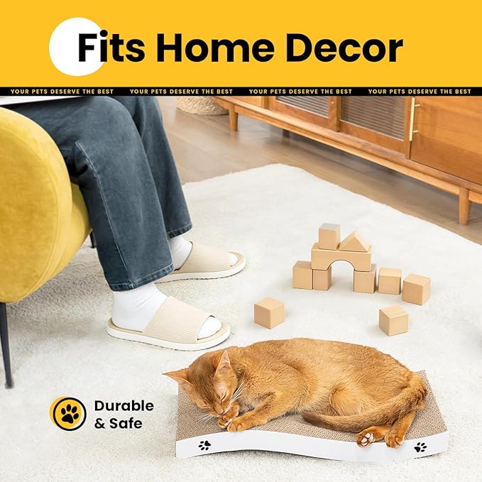 Cat Scratcher, Durable Scratch Pad, Corrugated Cardboard Scratching Board for Indoor Cats, Heavy Duty, Double-Sided Usability, Recyclable, with Catnip, Large, 2 Pack