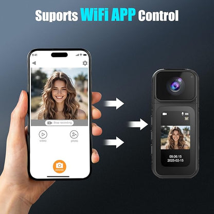 B-Qtech Mini Body Camera with Audio & Video Recording, Wearable Pocket Cam with Magnetic Lanyard, Portable Thumb-Size Action Camcorder for Outdoor Sport Bike Travel Pet Walking