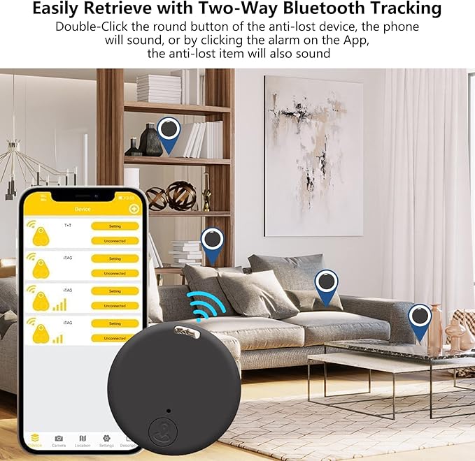 Aircawin ITAG GPS Tracker,Key Item Finder Locator,No Monthly Fee App for iOS/Android 2023 Latest,Portable Anti-Lost Bluetooth Tag Item Tracker for Luggages/Kids/Pets/Phone/Wallet/Bag-1Pcs-Black