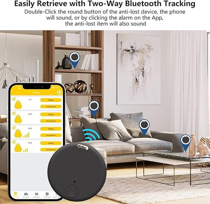 Aircawin Mini GPS Tracker, Key Item Finder Locator,No Monthly Fee App for iOS/Android 2023 Latest,Portable Anti-Lost Bluetooth Tag Item Tracker for Luggages/Kids/Pets/Phone/Wallet/Bag-2Pcs-Black+Black