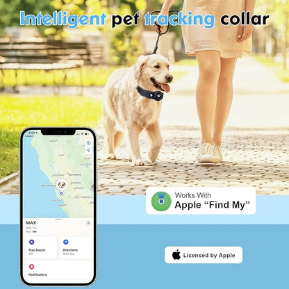 GPS Tracker for Dogs, 2 in 1 Smart Pet Collar (Only iOS), No Monthly Fee Waterproof Dog Collar with Real-time Tracking, Anti-Lost, 365-Day Long Battery GPS Tracker for All Sized Dogs(Locator Included)
