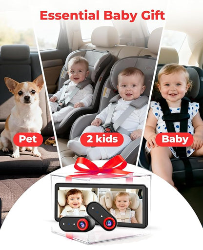 LUCKVIEW BM5PRO Double Car Camera for 2 Baby，7.2" 1080P Split Screen with IR Night Vision, Real-Time Monitoring Baby Car Camera,Easy Install, Family Travel Companion for Kids & Pets