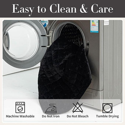 Velvet Couch Cover, Plush Sectional Sofa Cover Washable, Anti Slip Sofa Slipcover for Armrest & Backrest, Furniture Protector Covers for Pets & Kids(1PC, Black, 35.4"×35.4", Single Seater)