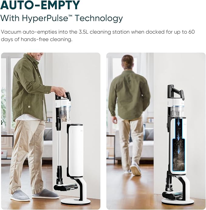 LEVOIT AERO Cordless Vacuum with Auto-Empty Station, HyperPulse Technology, Anti-Tangle Brush, 5-Stage Filtration, HEPA Filter, Up to 70 Minutes, Powerful Suction for Pet Hair, Carpet, Hard Floor
