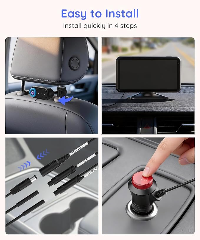 LUCKVIEW BM2 PRO Dual Baby Car Camera, 5.2" 1080P HD Display for Rear-Facing Car Seats, IR Night Vision, Anti-Shake Mount, Easy Install – Ideal for Parents with 2 Kids and Pets (Blue)