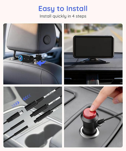 LUCKVIEW BM2 PRO Dual Baby Car Camera, 5.2" 1080P HD Display for Rear-Facing Car Seats, IR Night Vision, Anti-Shake Mount, Easy Install – Ideal for Parents with 2 Kids and Pets (Blue)