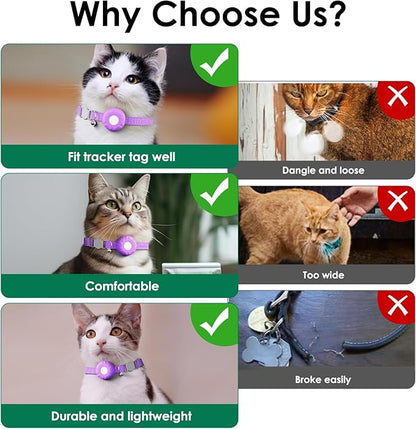 Cat Tracker, Waterproof Pet Tracker for Cats, Cat GPS Tracker Compatible with Apple Find My App (Only iOS), No Monthly Fee, Purple