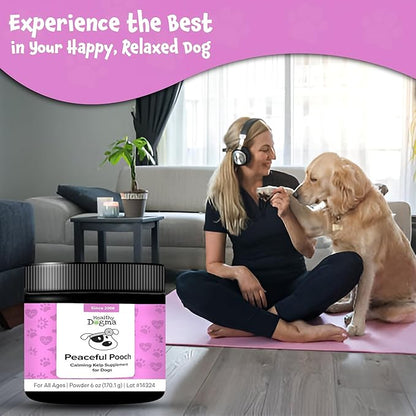 Healthy Dogma - Peaceful Pooch | Powder Calming Supplement for Dogs Dealing with Anxiety, Separation Stress, Noise, Thunder and Barking (6 Oz)