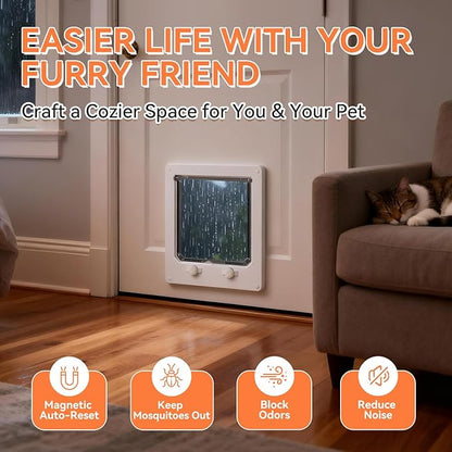 LIBBEPET Cat Door Interior Door, Indoor Cat Doors, Medium Pet Doors for Cats Up to 13 lbs(Frame Size 7.5" x 8.7"), Upgraded 4 Way Locking Kitty Door for Interior & Exterior Doors, Easy to Install