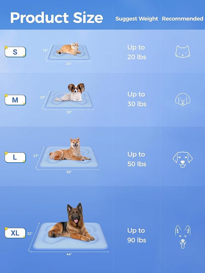 Rywell Dog Cooling Mat,24 * 18 Super Thick & Comfortable Cooling Mat for Dog with Arc-Chill 3.0 & PCM Tech(Q-Max>0.5), Endothermic Color Changing&Dual Sided for All-Year Use, Portable for Pet Bed