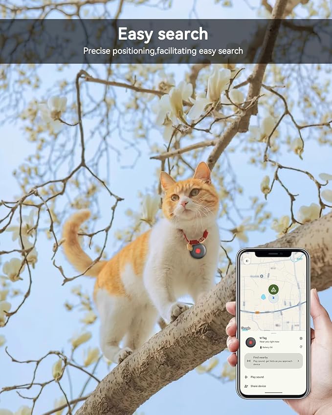 Dog Tracker 2 Pack, Pet Tracker for Dogs, Bluetooth Dog Tracking Tag Works with Apple Find My & Android Find Hub, IP67 Waterproof Anti-Lost Locator (White)