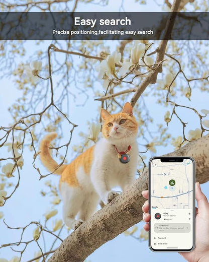 Dog Tracker, Pet Tracker for Dogs, Bluetooth Dog Tracking Tag Works with Apple Find My & Android Find Hub, IP67 Waterproof Anti-Lost Locator (White 1 Pack)