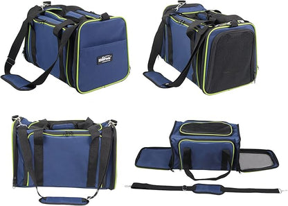 EliteField Expandable Soft Pet Carrier (3 Year Warranty, Airline Approved), Multiple Sizes and Colors Available (17" L x 11" W x 11" H, Navy Blue)