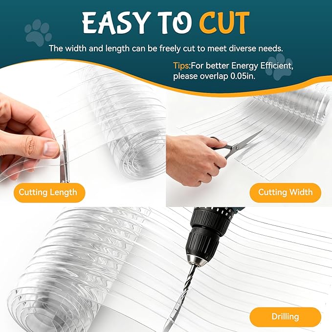 Dog Door Replacement Flaps with Metal Strips, Dog House Flap - Weather Resistant Plastic Vinyl Strip for Igloo or Kennel, Easy to Cut, 15.7 in x 59 in