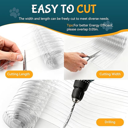 15.7 in x 4.9 FT Dog House Door Flap, Dog Door Replacement Flaps - Transparent Plastic Vinyl Strip for dogloo or kenne, Easy to Cut & Install
