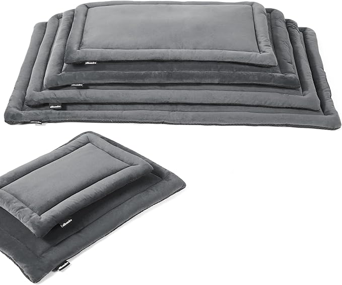 Allisandro Lightweight Waterproof Dog Bed Pad, 1.5" Thick Travel Mat for Crates, Kennels & Elevated Beds, Washable Non-Slip Sleeping Mat for Small to Large Dogs, 42 x 28 Inches, Dark Grey