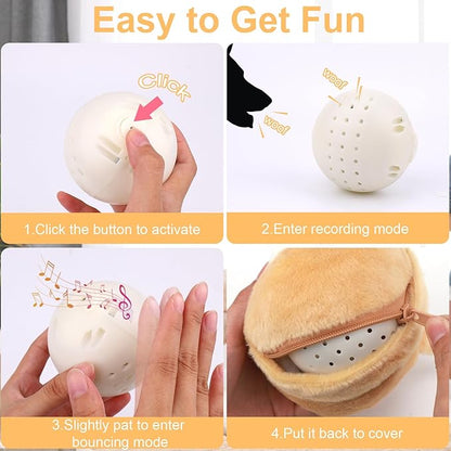 Mity rain Interactive Dog Toys, Interactive Dog Ball for Pet Automatic Rolling Jumping Vibrating Wiggling, Dog Squeaky Ball with Chewable Plush Cover&Music for Small/Medium/Large Dogs Chasing（Hamster