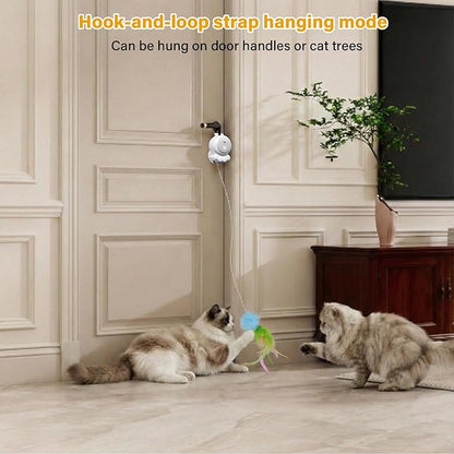 2-in-1 Electric Cat Wand – Rechargeable Auto Indoor Toy, Suction & Hanging Design, 2 Modes (Track Chase + Bounce),Perfect for Kittens & Adult Cats, Ultimate Cat Gift