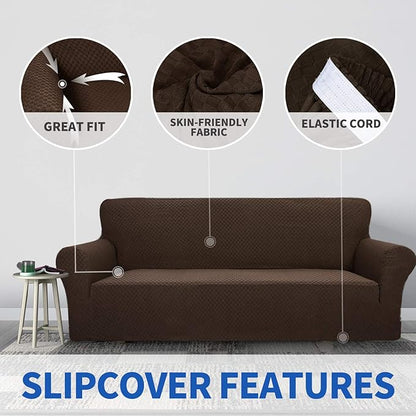 ZNSAYOTX 1 Piece Jacquard Chair Slipcovers for Living Room High Stretch Chair Covers with Arms Anti Slip Pets Friendly Couch Sofa Armchair Cover Furniture Protector (Chair, Dark Coffee)