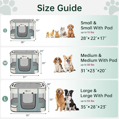 Dog Playpen,Cat Pet Puppy Pen,Portable Playpens for Dogs Indoor Outdoor Travel Camping Use,Foldable Dog Kennel Tent Crate for Rabbit Small Animals with Carrying Case (Grey, Small)