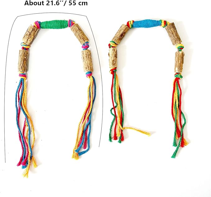 IUHKBH Cat Rope Toy, 2 PCS Colorful Chew Ropes with Silvervine Sticks and Refillable Natural Catnip Bag for Teeth Cleaning Safe Interactive Toy for Indoor Cat Kitten